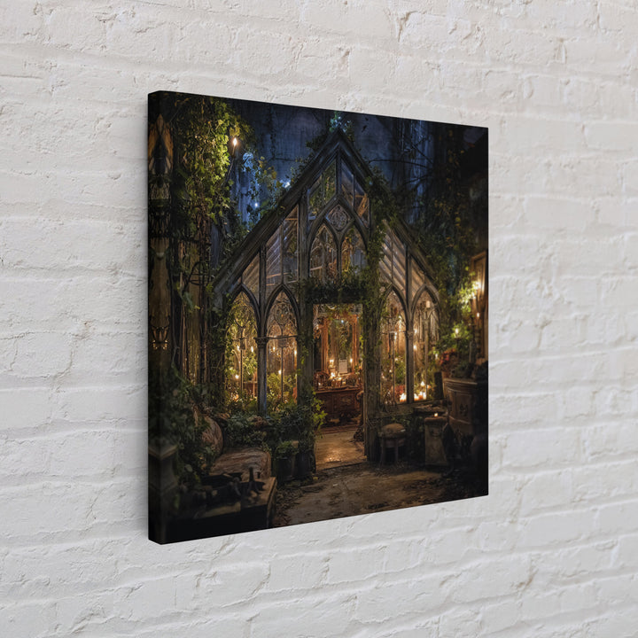 The Cemetery Greenhouse, Square Wall Art, Macabre Wall Art, Framed Canvas Print, Halloween Wall Decor, Gothic Home Decor, Spooky Wall Decor