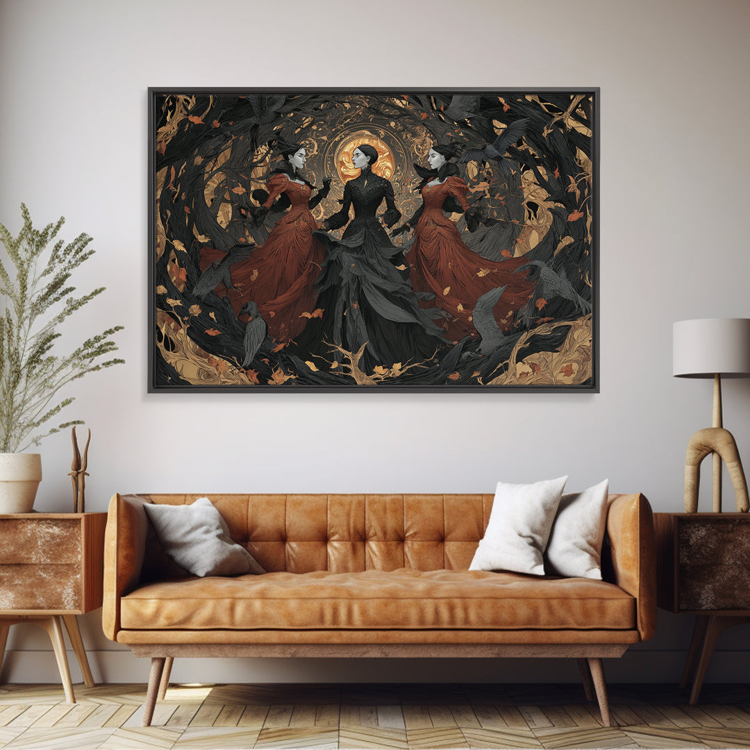 The Midnight Masquerade, Landscape Wall Art, Macabre Wall Art, Framed Canvas Print, Halloween Wall Decor, Gothic Home Decor