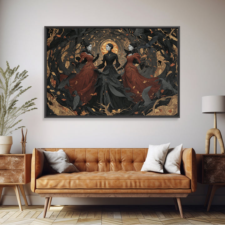 The Midnight Masquerade, Landscape Wall Art, Macabre Wall Art, Framed Canvas Print, Halloween Wall Decor, Gothic Home Decor