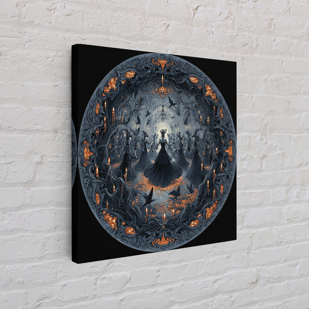 The Midnight Masquerade, Square Wall Art, Spooky Home Decor, Canvas Print, Halloween Wall Decor, Gothic Home Decor, Spooky Wall Decor