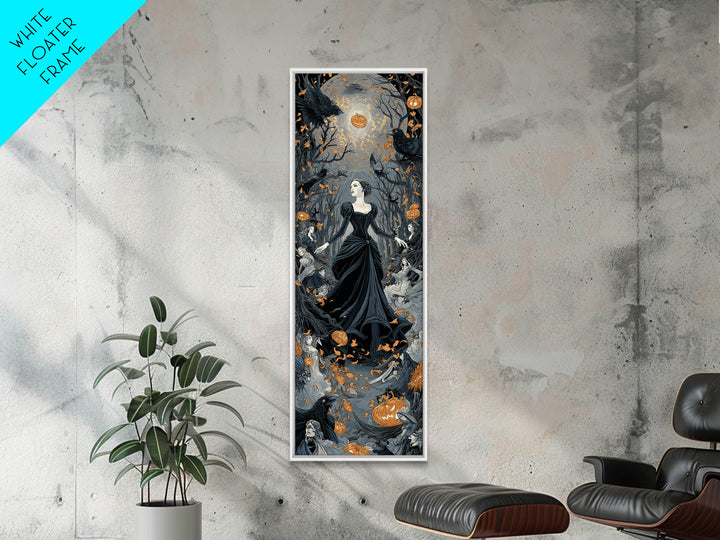 The Midnight Masquerade, Tall Narrow Wall Art, Macabre Wall Art, Framed Canvas Print, Halloween Wall Decor, Gothic Home Decor