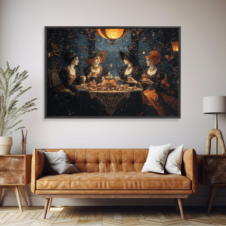 The Witches' Tea Party, Landscape Wall Art, Dark Fantasy Wall Art, Canvas Print, Halloween Wall Decor, Gothic Home Decor