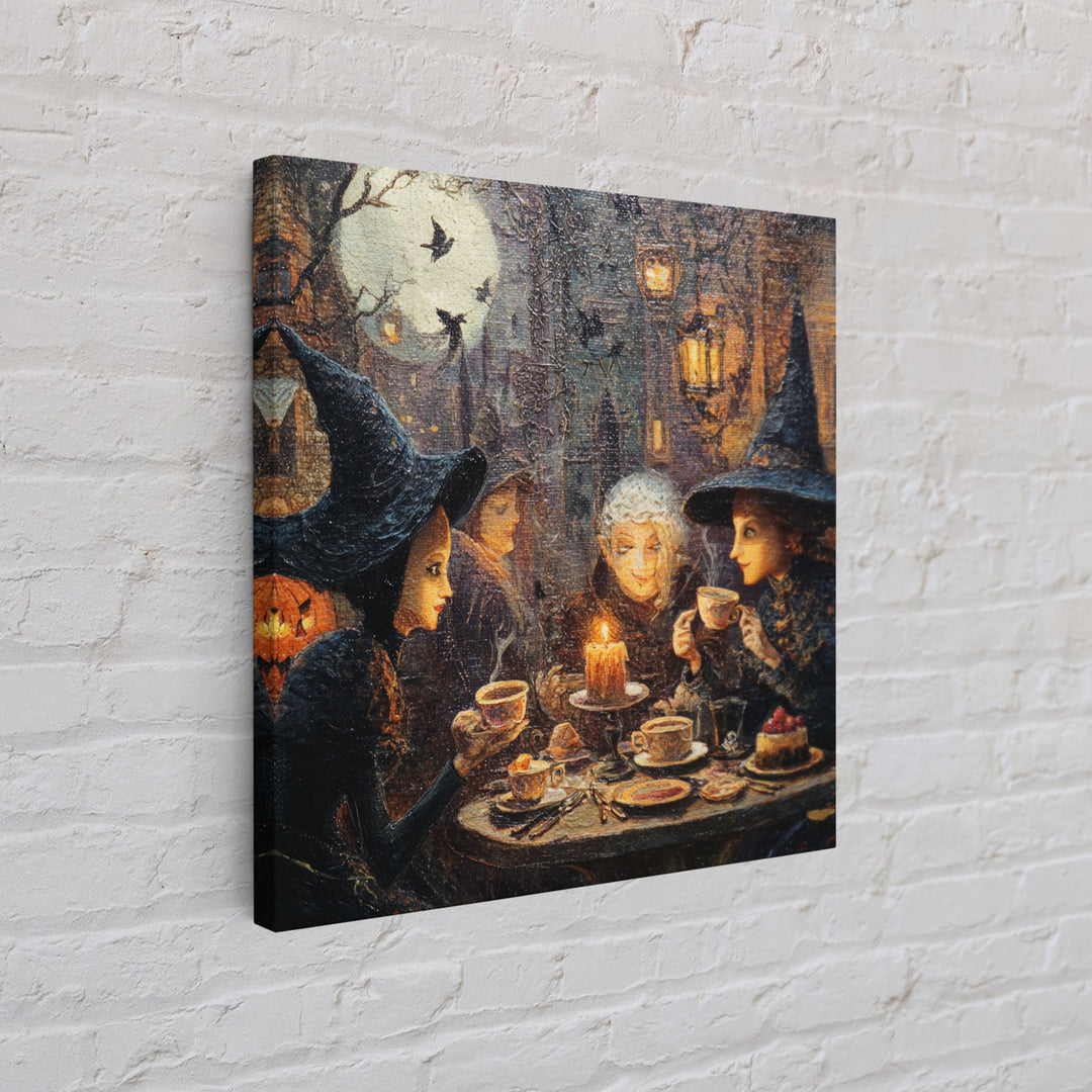 The Witches' Tea Party, Square Wall Art, Gothic Horror Wall Art, Framed Canvas Print, Halloween Wall Decor, Gothic Home Decor