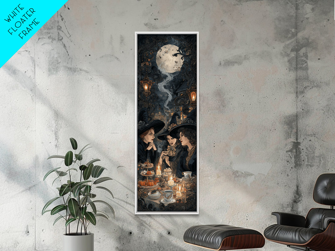 The Witches' Tea Party, Tall Narrow Wall Art, Spooky Home Decor, Canvas Print, Halloween Wall Decor, Gothic Home Decor, Horror Wall Art