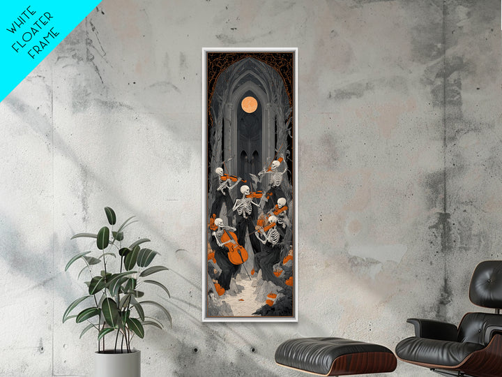 The Skeleton Orchestra, Tall Narrow Wall Art, Dark Halloween Decor, Canvas Print, Halloween Wall Decor, Gothic Home Decor, Dark Fantasy Art