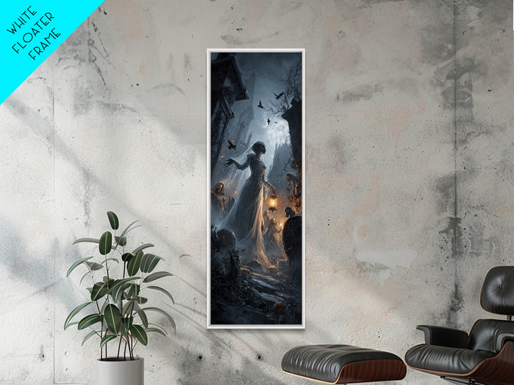 The Ghost Wedding, Tall Narrow Wall Art, Dark Fantasy Wall Art, Canvas Print, Halloween Wall Decor, Gothic Home Decor, Halloween Wall Art