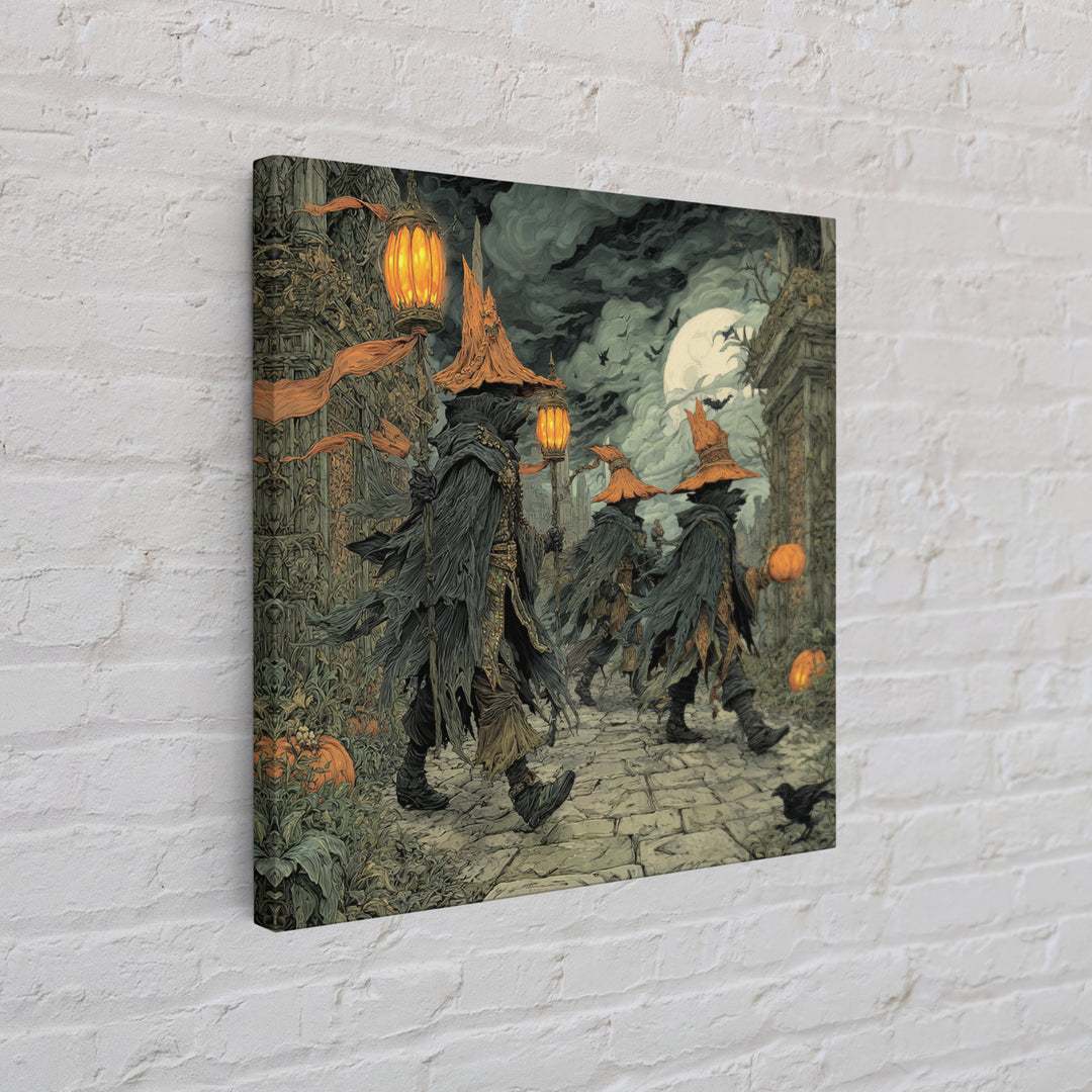 The Monster Parade, Square Wall Art, Haunted Gothic Art, Framed Canvas Print, Halloween Wall Decor, Gothic Home Decor, Dark Fantasy Art