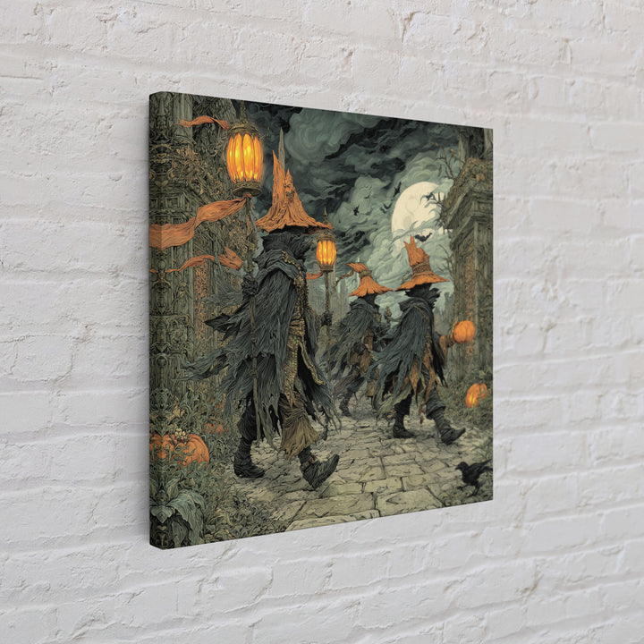 The Monster Parade, Square Wall Art, Haunted Gothic Art, Framed Canvas Print, Halloween Wall Decor, Gothic Home Decor, Dark Fantasy Art