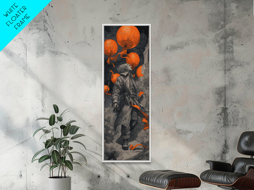 The Monster Parade, Tall Narrow Wall Art, Gothic Horror Wall Art, Framed Canvas Print, Halloween Wall Decor, Gothic Home Decor