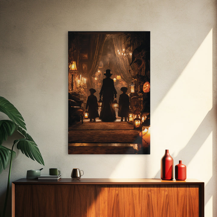 The Trick-Or-Treat Procession, Vertical Wall Art, Dark Fantasy Wall Art, Canvas Print, Halloween Wall Decor, Gothic Home Decor