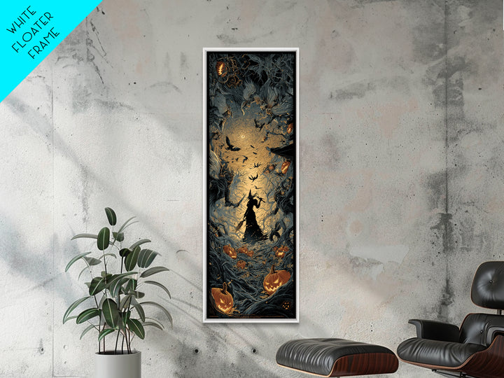 The Pumpkin-Carving Ritual, Tall Narrow Wall Art, Gothic Horror Wall Art, Framed Canvas Print, Halloween Wall Decor, Gothic Home Decor