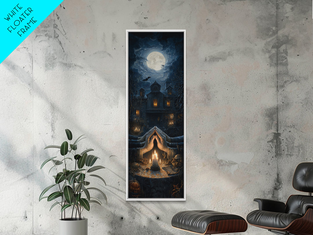 The Candlelit Seance, Tall Narrow Wall Art, Dark Fantasy Wall Art, Canvas Print, Halloween Wall Decor, Gothic Home Decor, Halloween Decor