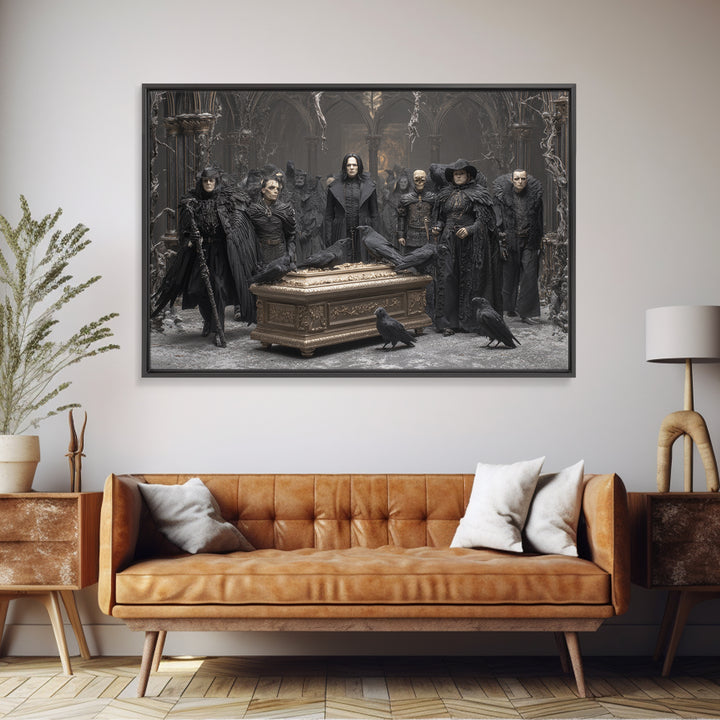 The Raven Funeral, Landscape Wall Art, Spooky Home Decor, Canvas Print, Halloween Wall Decor, Gothic Home Decor, Horror Wall Art