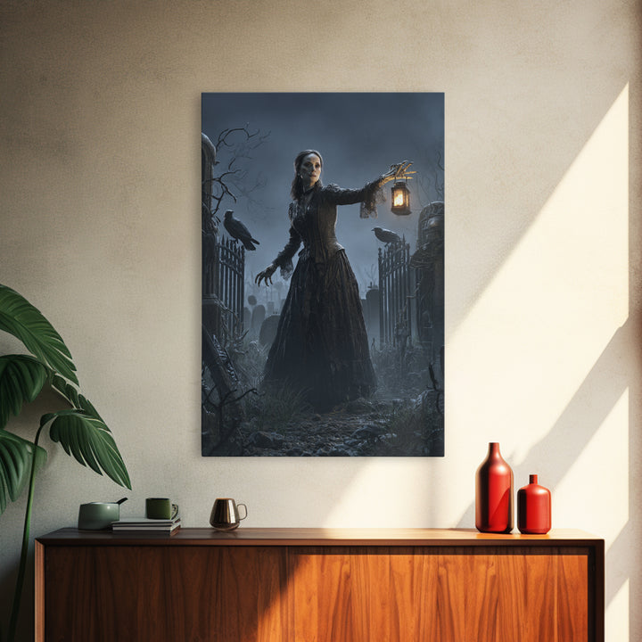 The Graveyard Dance, Vertical Wall Art, Dark Fantasy Wall Art, Canvas Print, Halloween Wall Decor, Gothic Home Decor, Statement Wall Art