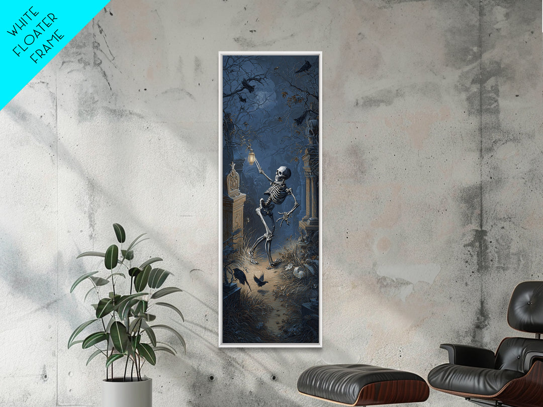 The Graveyard Dance, Tall Narrow Wall Art, Macabre Wall Art, Framed Canvas Print, Halloween Wall Decor, Gothic Home Decor
