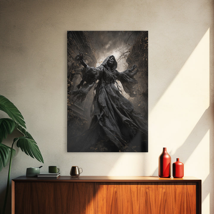 The Haunted Hayride, Vertical Wall Art, Dark Halloween Decor, Canvas Print, Halloween Wall Decor, Gothic Home Decor, Horror Wall Art