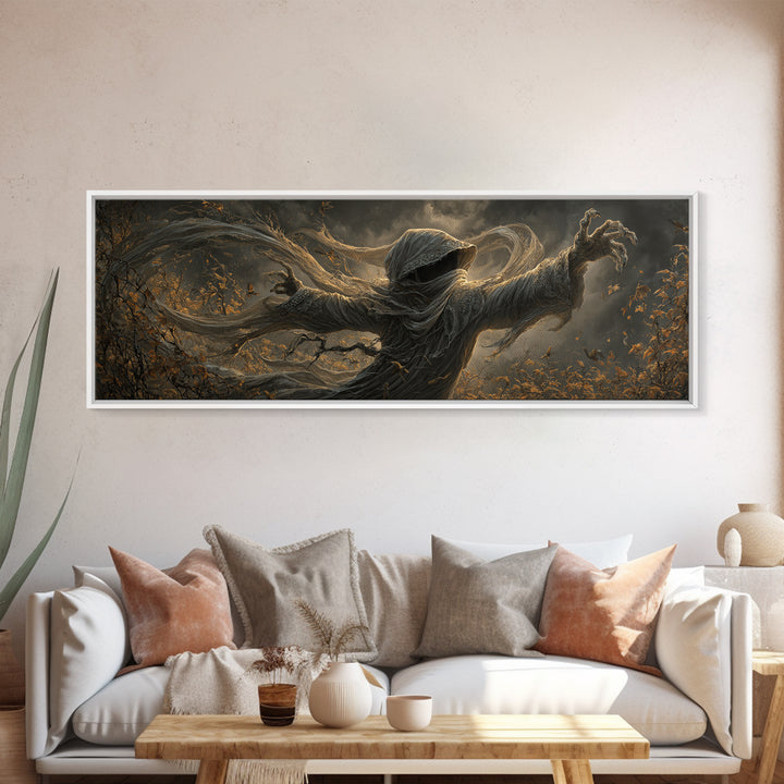 The Haunted Hayride, Extra Wide Wall Art, Macabre Wall Art, Framed Canvas Print, Halloween Wall Decor, Gothic Home Decor