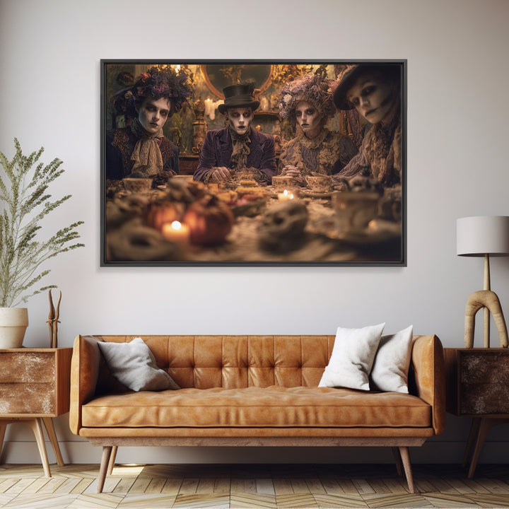 The Zombie Picnic, Landscape Wall Art, Gothic Horror Wall Art, Framed Canvas Print, Halloween Wall Decor, Gothic Home Decor