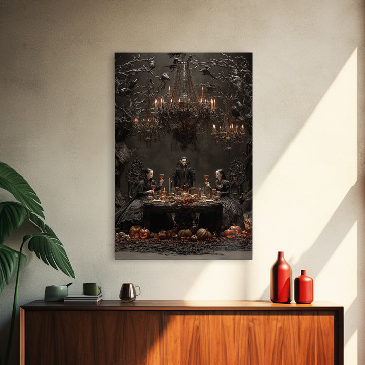 The Vampire Banquet, Vertical Wall Art, Dark Fantasy Wall Art, Canvas Print, Halloween Wall Decor, Gothic Home Decor, Spooky Wall Decor
