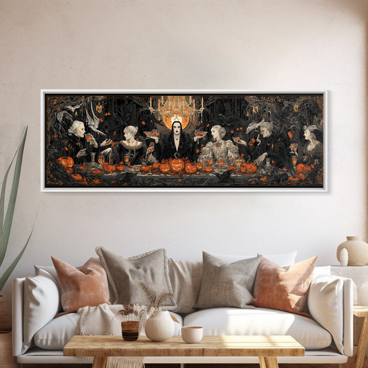 The Vampire Banquet, Extra Wide Wall Art, Dark Halloween Decor, Canvas Print, Halloween Wall Decor, Gothic Home Decor, Macabre Wall Art