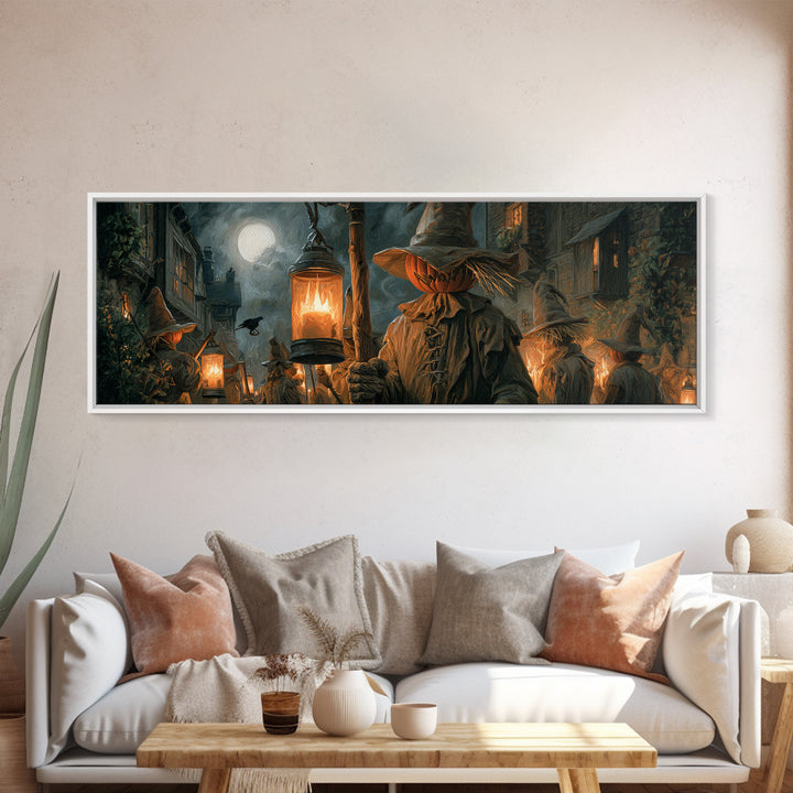 The Scarecrow Uprising, Extra Wide Wall Art, Spooky Home Decor, Canvas Print, Halloween Wall Decor, Gothic Home Decor, Statement Wall Art