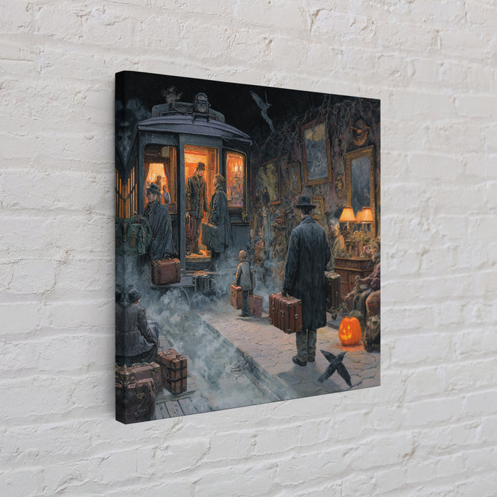 The Ghost Train Arrival, Square Wall Art, Dark Fantasy Wall Art, Canvas Print, Halloween Wall Decor, Gothic Home Decor, Halloween Wall Art