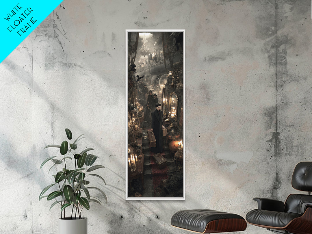 The Ghost Train Arrival, Tall Narrow Wall Art, Dark Fantasy Wall Art, Canvas Print, Halloween Wall Decor, Gothic Home Decor, Halloween Decor
