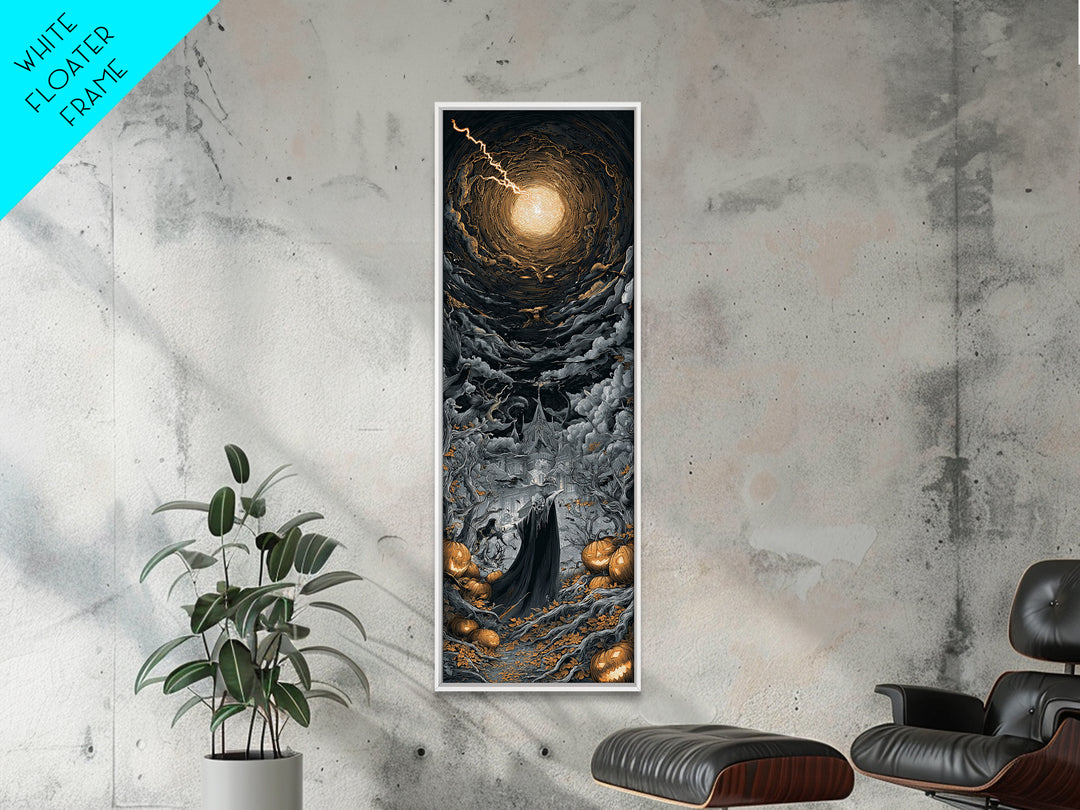 The Halloween Storm, Tall Narrow Wall Art, Dark Halloween Decor, Canvas Print, Halloween Wall Decor, Gothic Home Decor