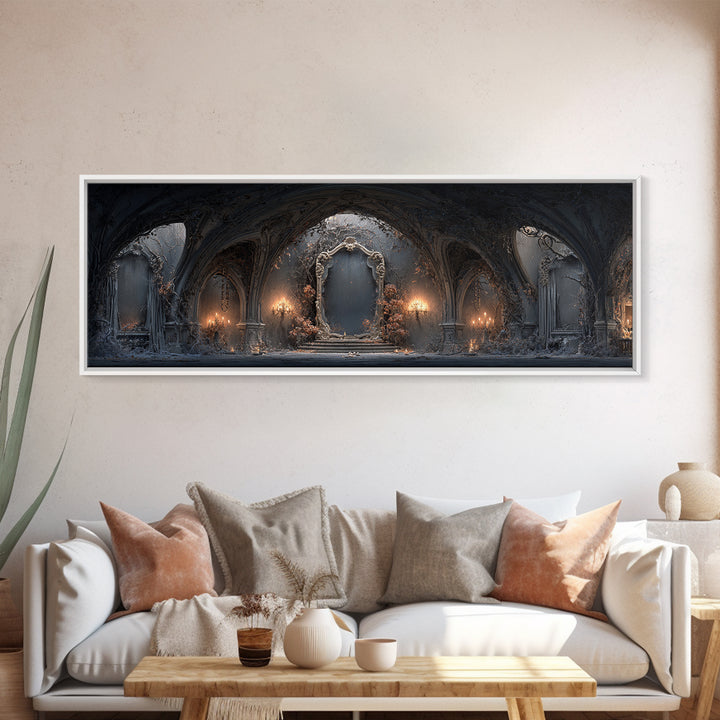 The Cursed Mirror, Extra Wide Wall Art, Gothic Horror Wall Art, Framed Canvas Print, Halloween Wall Decor, Gothic Home Decor