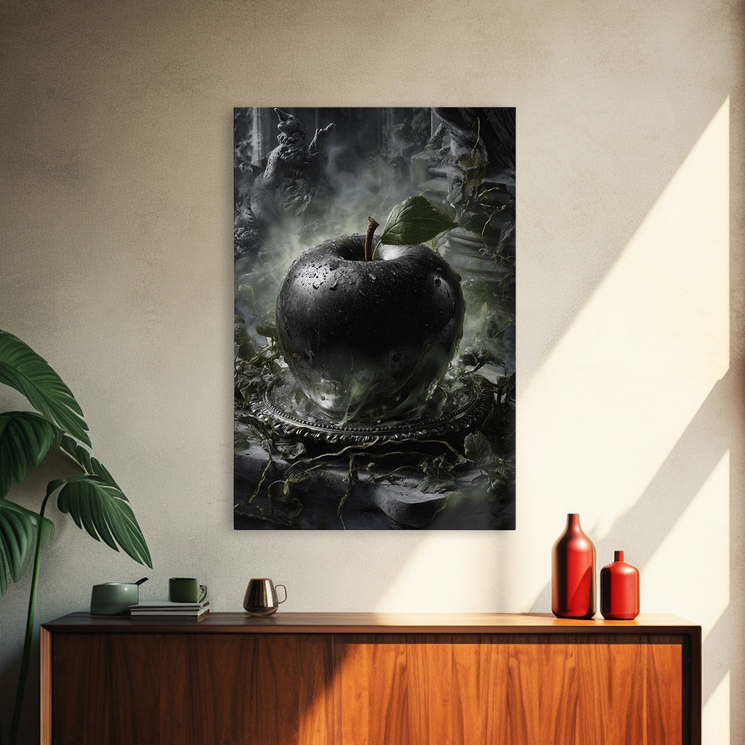 The Poisoned Apple, Vertical Wall Art, Spooky Home Decor, Canvas Print, Halloween Wall Decor, Gothic Home Decor, Spooky Wall Decor