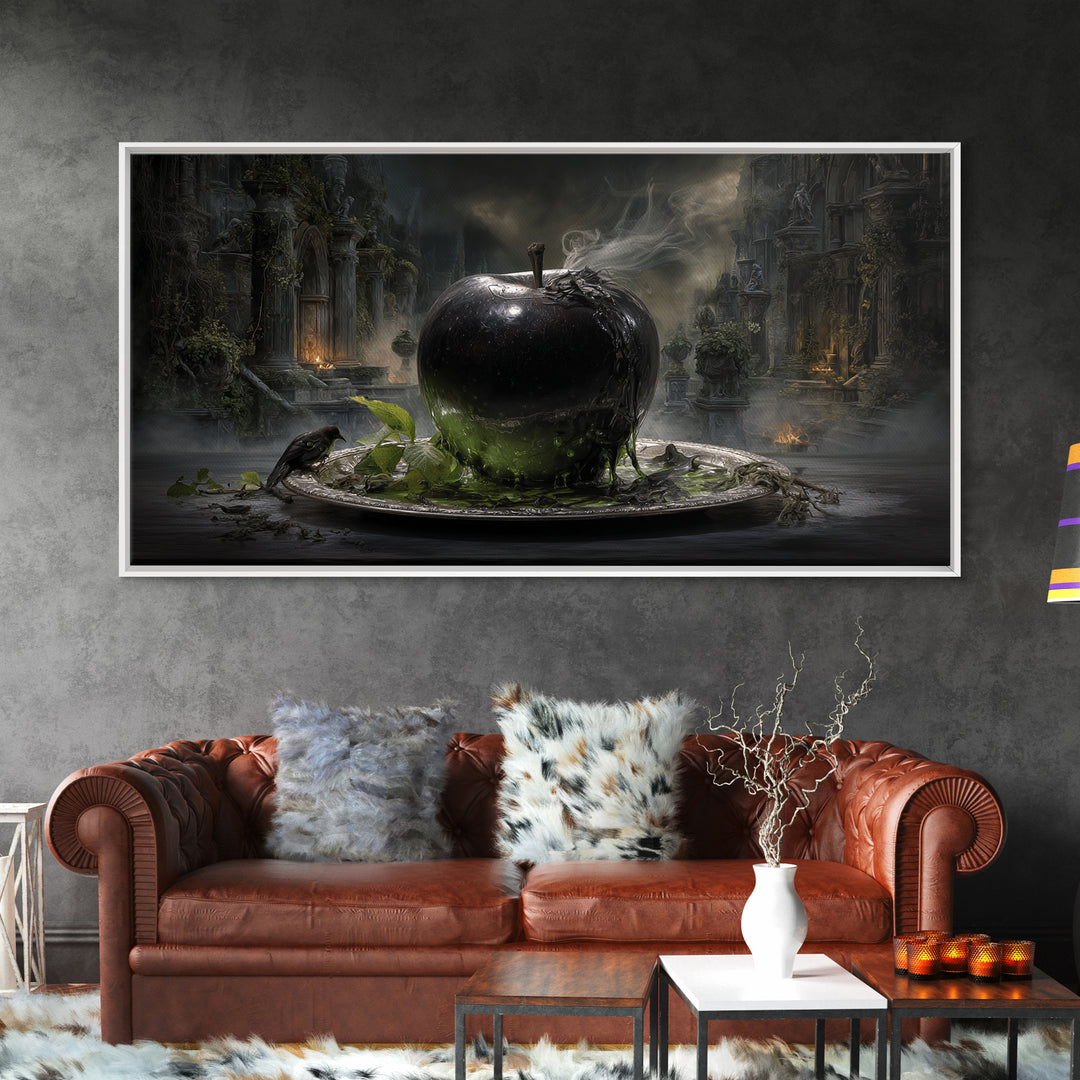The Poisoned Apple, Wide Panoramic Art, Dark Fantasy Wall Art, Canvas Print, Halloween Wall Decor, Gothic Home Decor, Horror Wall Art