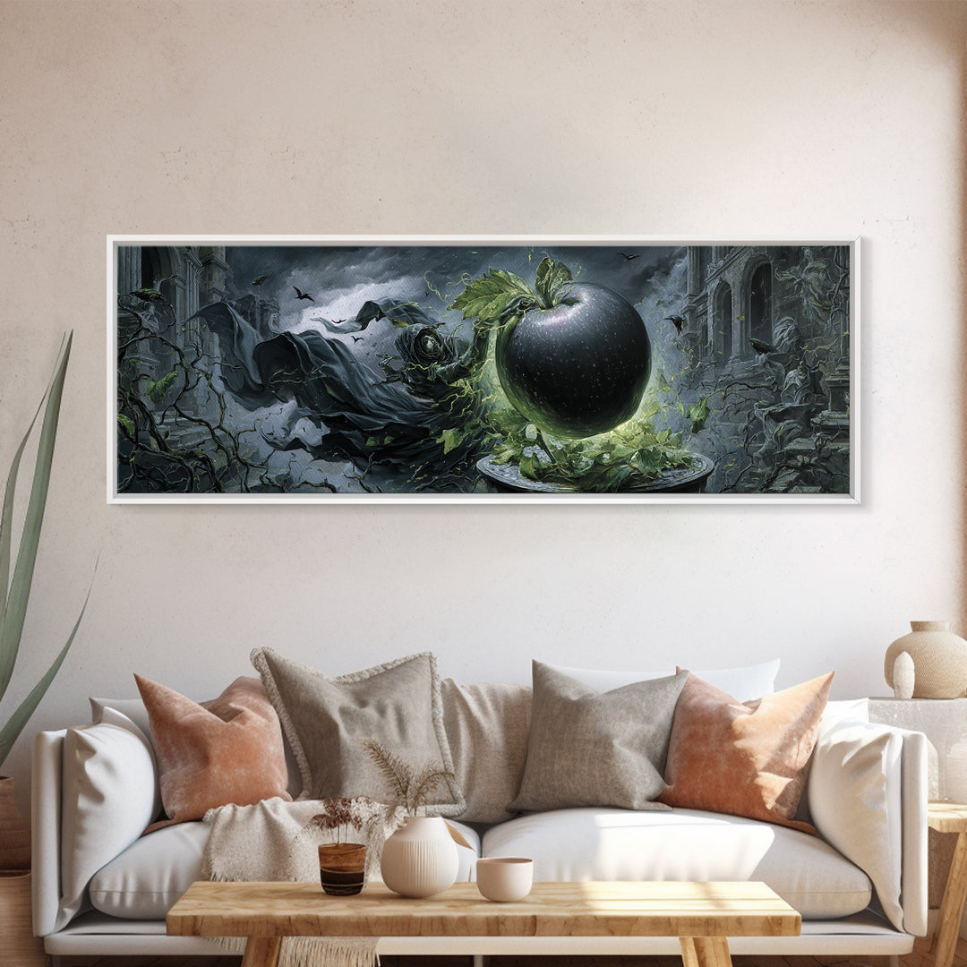 The Poisoned Apple, Extra Wide Wall Art, Dark Fantasy Wall Art, Canvas Print, Halloween Wall Decor, Gothic Home Decor, Statement Wall Art