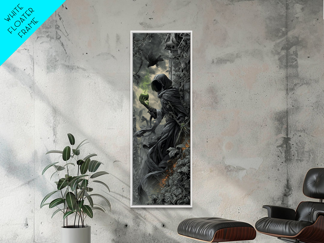The Poisoned Apple, Tall Narrow Wall Art, Haunted Gothic Art, Framed Canvas Print, Halloween Wall Decor, Gothic Home Decor, Halloween Decor