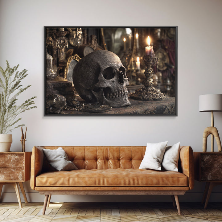 The Talking Skull, Landscape Wall Art, Gothic Horror Wall Art, Framed Canvas Print, Halloween Wall Decor, Gothic Home Decor