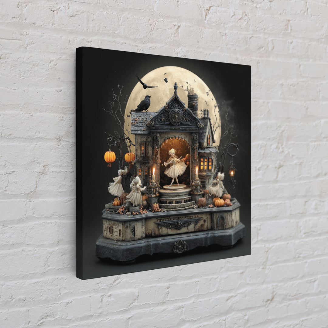 The Haunted Music Box, Square Wall Art, Dark Halloween Decor, Canvas Print, Halloween Wall Decor, Gothic Home Decor, Spooky Wall Decor