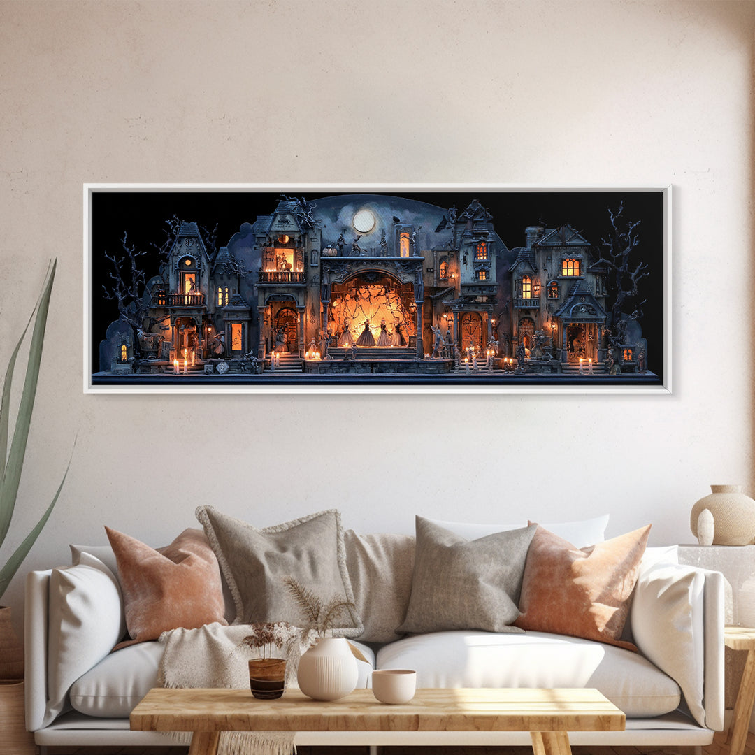 The Haunted Music Box, Extra Wide Wall Art, Spooky Home Decor, Canvas Print, Halloween Wall Decor, Gothic Home Decor, Horror Wall Art