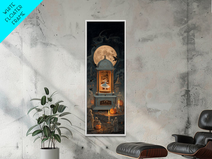 The Haunted Music Box, Tall Narrow Wall Art, Gothic Horror Wall Art, Framed Canvas Print, Halloween Wall Decor, Gothic Home Decor
