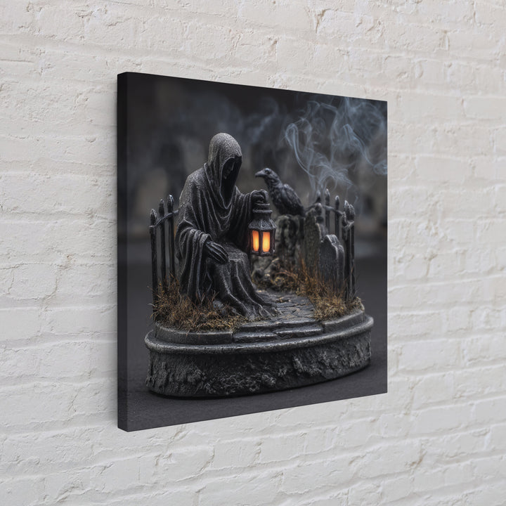 The Black Wax Candle, Square Wall Art, Haunted Gothic Art, Framed Canvas Print, Halloween Wall Decor, Gothic Home Decor, Halloween Wall Art