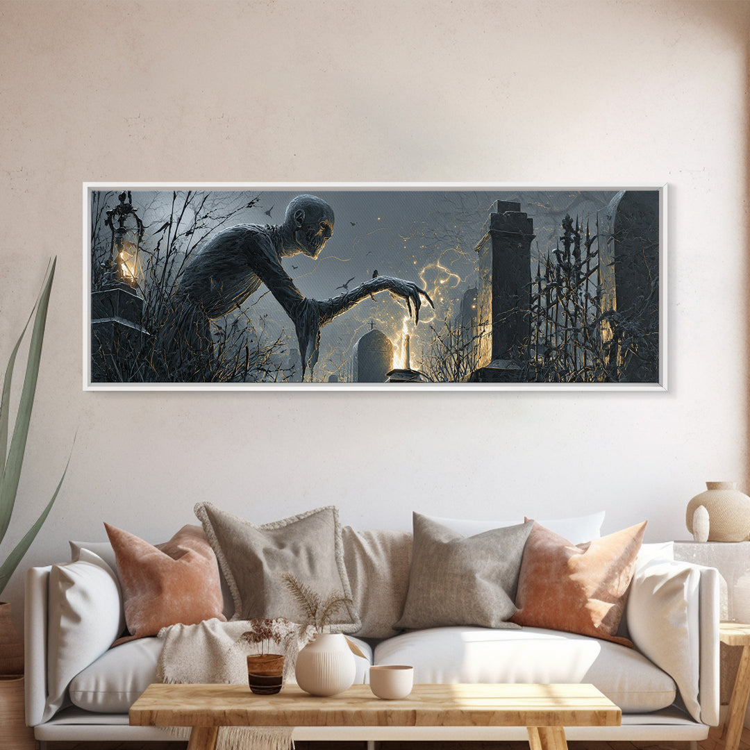 The Black Wax Candle, Extra Wide Wall Art, Dark Fantasy Wall Art, Canvas Print, Halloween Wall Decor, Gothic Home Decor, Statement Wall Art