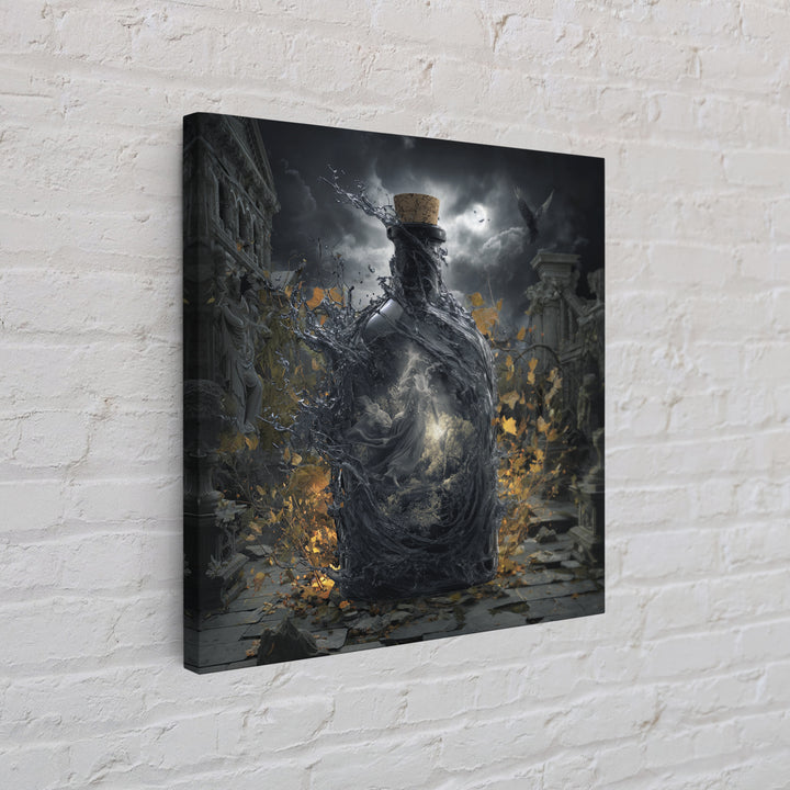 The Bottled Ghost, Square Wall Art, Gothic Horror Wall Art, Framed Canvas Print, Halloween Wall Decor, Gothic Home Decor, Macabre Wall Art
