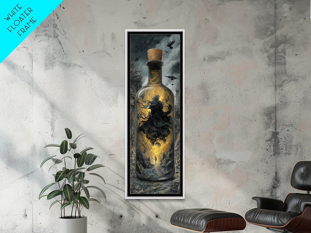 The Bottled Ghost, Tall Narrow Wall Art, Dark Fantasy Wall Art, Canvas Print, Halloween Wall Decor, Gothic Home Decor, Spooky Wall Decor