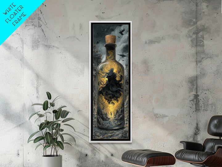 The Bottled Ghost, Tall Narrow Wall Art, Dark Fantasy Wall Art, Canvas Print, Halloween Wall Decor, Gothic Home Decor, Spooky Wall Decor