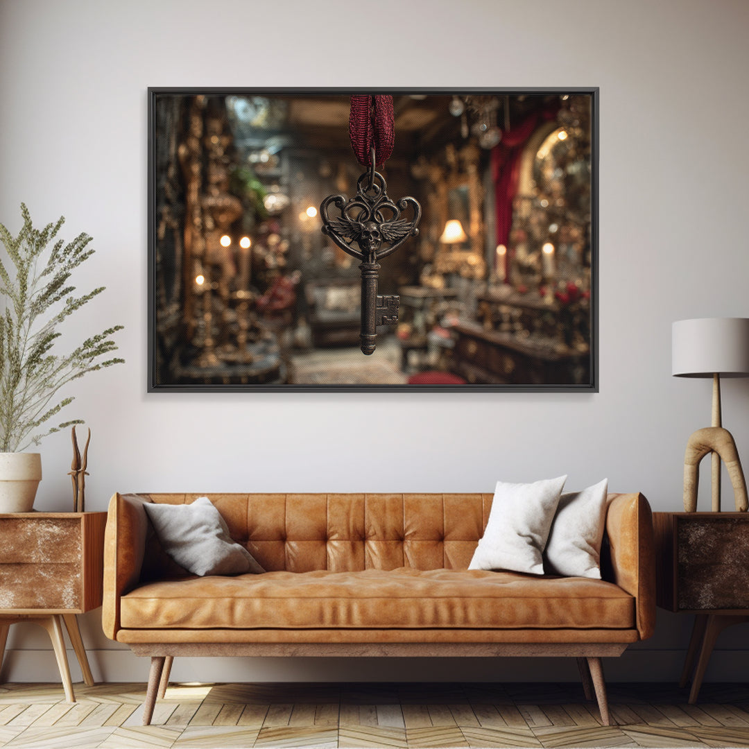 The Coffin Key, Landscape Wall Art, Gothic Horror Wall Art, Framed Canvas Print, Halloween Wall Decor, Gothic Home Decor