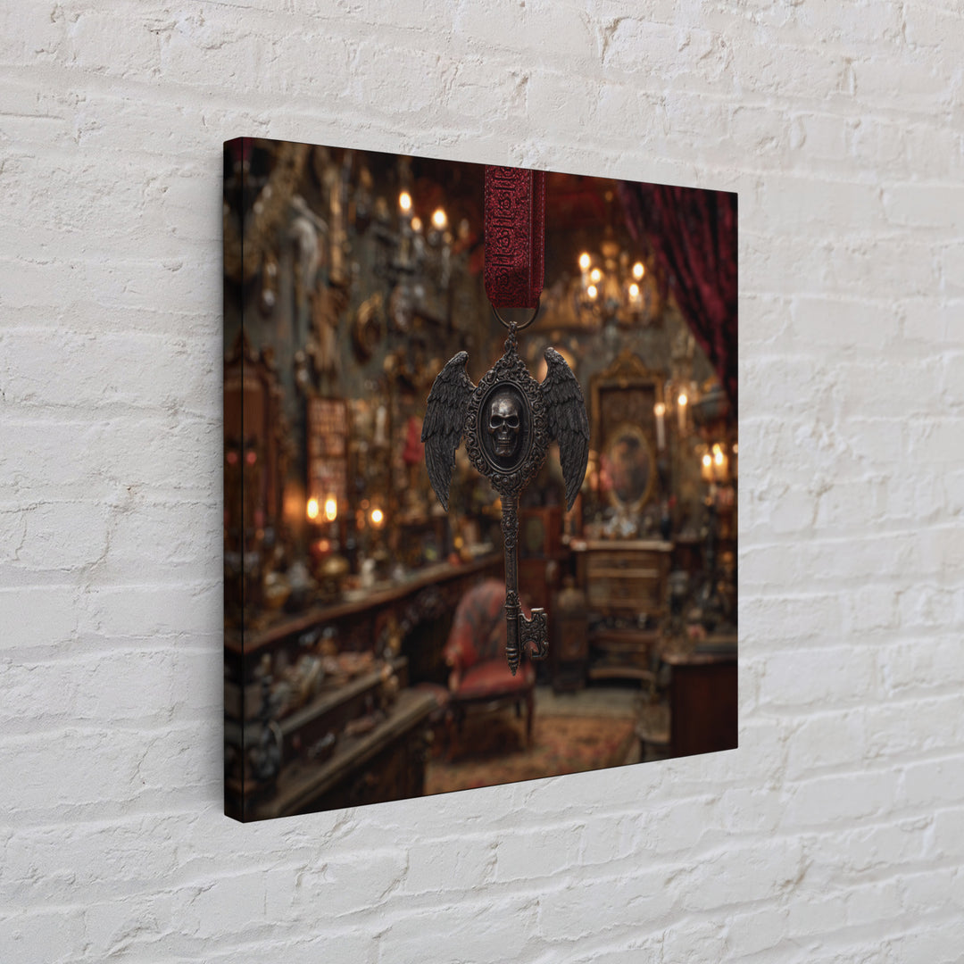The Coffin Key, Square Wall Art, Gothic Horror Wall Art, Framed Canvas Print, Halloween Wall Decor, Gothic Home Decor, Spooky Wall Decor
