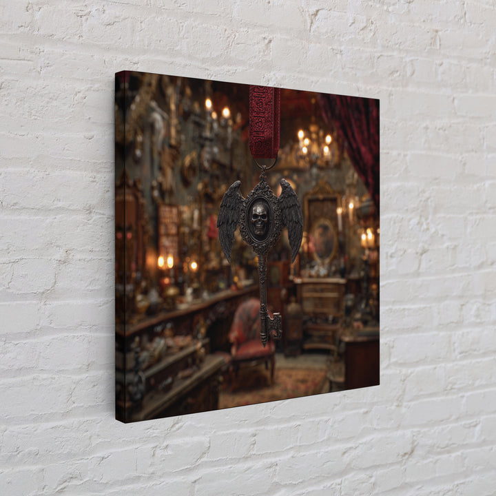 The Coffin Key, Square Wall Art, Gothic Horror Wall Art, Framed Canvas Print, Halloween Wall Decor, Gothic Home Decor, Spooky Wall Decor