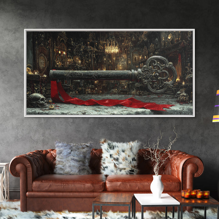 The Coffin Key, Wide Panoramic Art, Dark Halloween Decor, Canvas Print, Halloween Wall Decor, Gothic Home Decor, Statement Wall Art