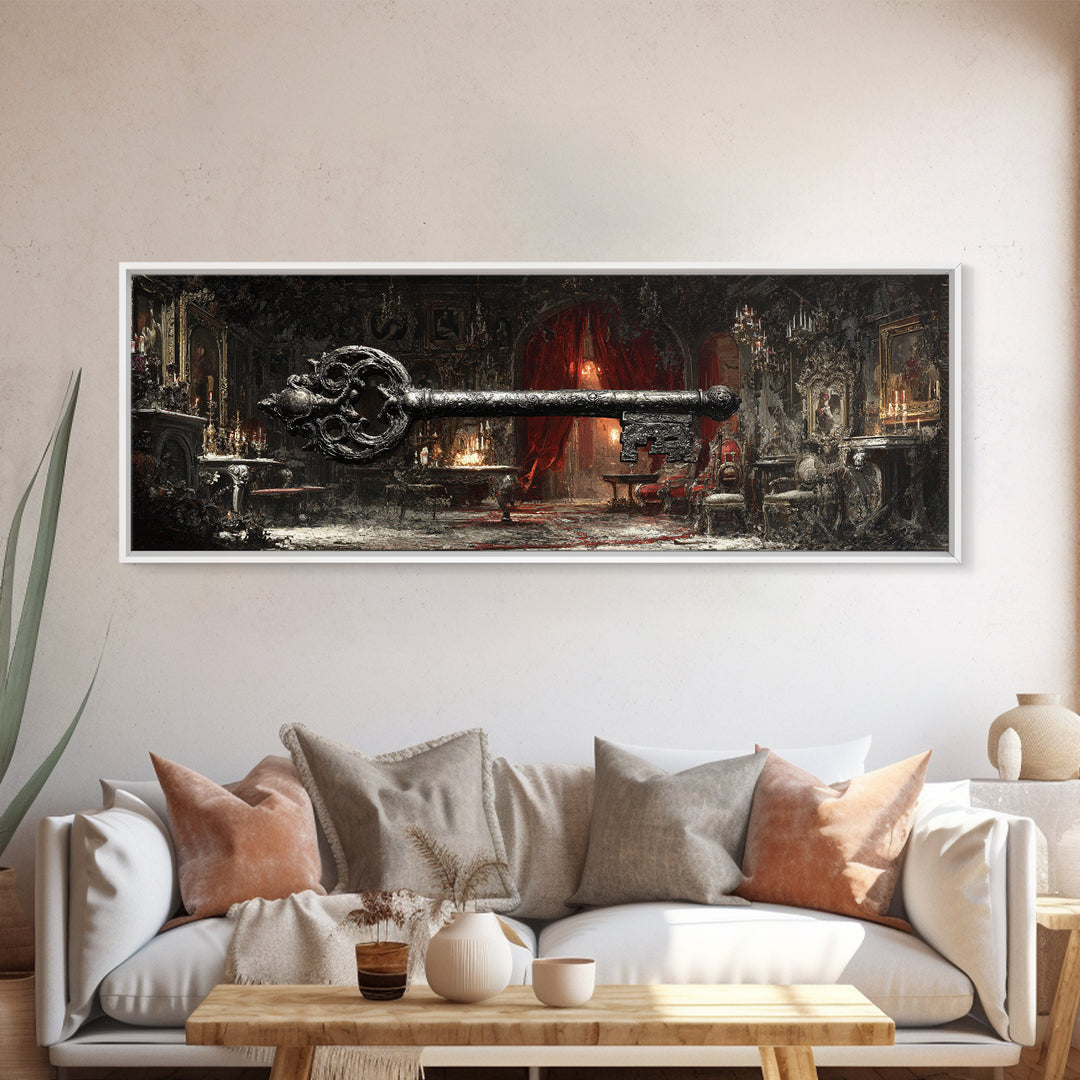 The Coffin Key, Extra Wide Wall Art, Dark Fantasy Wall Art, Canvas Print, Halloween Wall Decor, Gothic Home Decor, Spooky Wall Decor