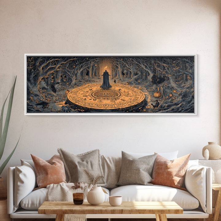The Antique Spirit Board, Extra Wide Wall Art, Haunted Gothic Art, Framed Canvas Print, Halloween Wall Decor, Gothic Home Decor
