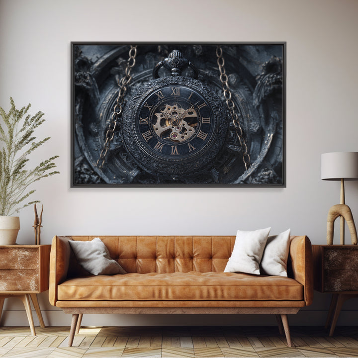 The Cursed Pocket Watch, Landscape Wall Art, Haunted Gothic Art, Framed Canvas Print, Halloween Wall Decor, Gothic Home Decor