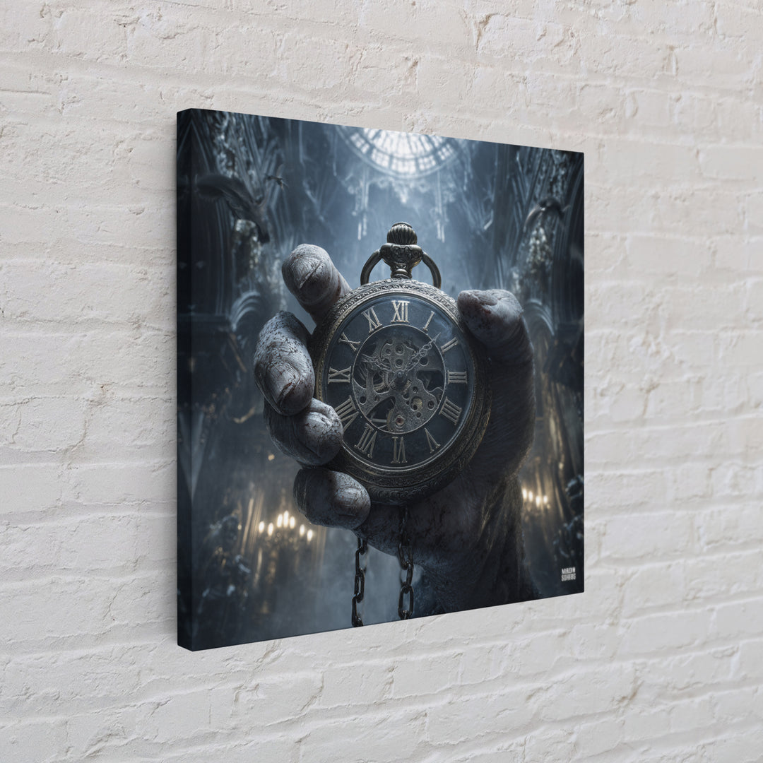 The Cursed Pocket Watch, Square Wall Art, Dark Halloween Decor, Canvas Print, Halloween Wall Decor, Gothic Home Decor